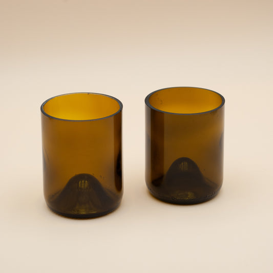 Set of two upcycled wine glasses - Brown (x2)